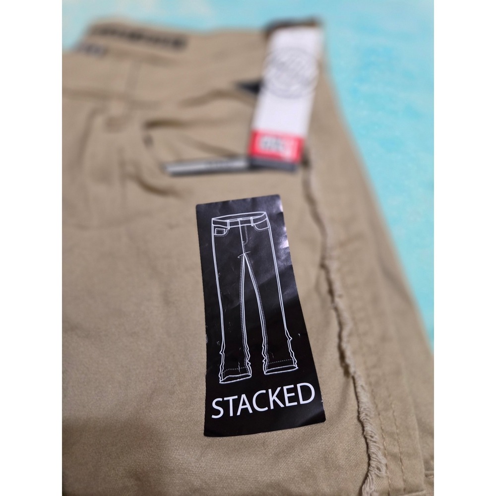 GTL4 Good Things Last 4Ever Stacked Cargo Pants Khaki Tan Distressed Raw Edge 34